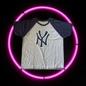 Vintage (no Label) New York Yankees Grey/Navy T Shirt Mens size XXL Cooperstown!